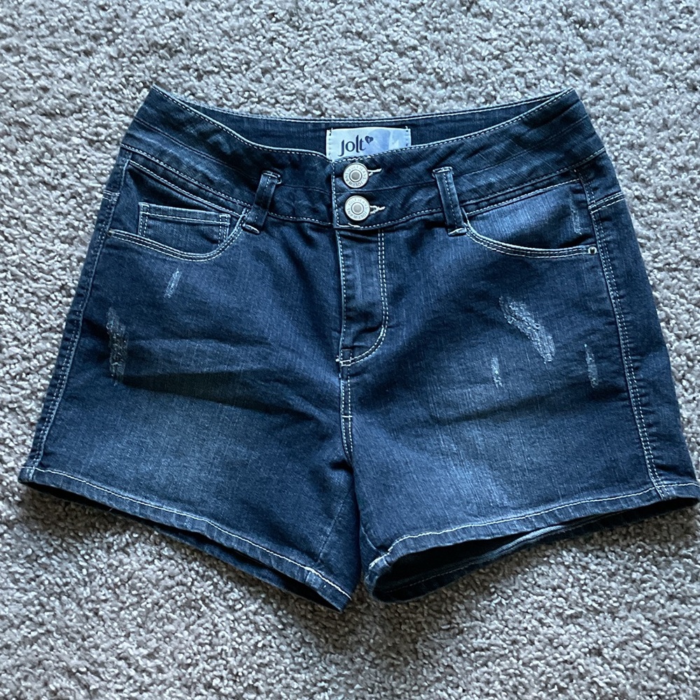 Jolt Women's Distressed Indigo Jean Shorts, Size 7